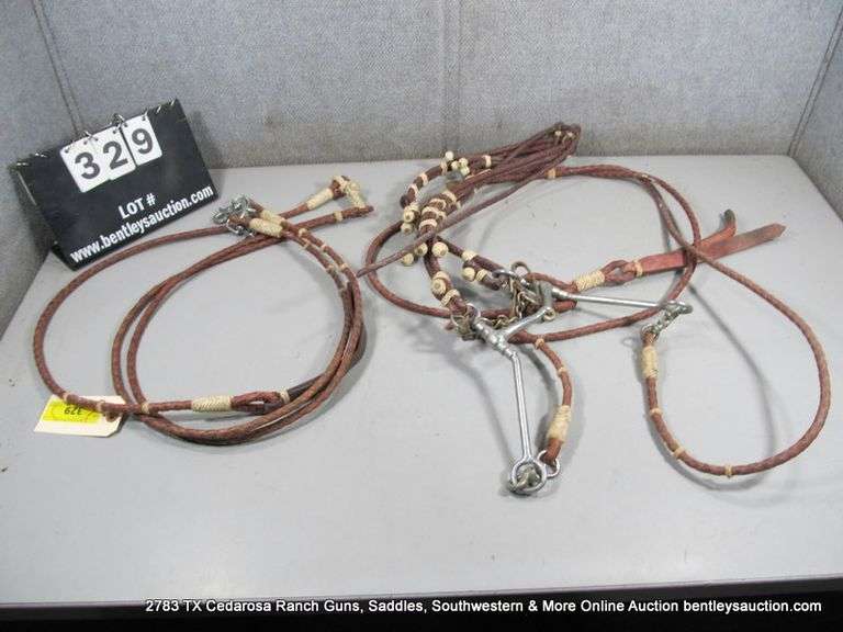 LOT 2: LEATHER ROPING & HORSE BIT W/ LEATHER CHIN STRAPS - Bentley ...