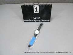 QUARTZ ANALOG MENS WRISTWATCH W/ 3 SUB DIALS - WHITE FACE - BROWN BAND