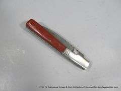 KNIFE 3-1/2" FOLDING BLADE DAMASCUS FINISH - RED HANDLE W/ CASE