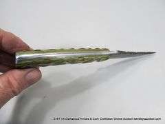 KNIFE 4" BLADE DAMASCUS FINISH - GREEN & NATURAL HANDLE W/ SHEATH
