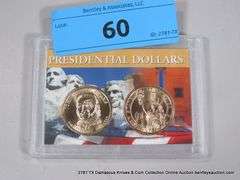 WHITMAN DISPLAY - PRESIDENTIAL GOLDEN DOLLARS - (2) JOHN ADAMS, (2) JAMES MADISON (4 COINS TOTAL)