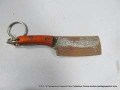 KNIFE 2" DAMASCUS FINISH  - RED HANDLE W/ KEYCHAIN SHEATH