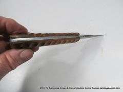 KNIFE 3-3/4" BLADE DAMASCUS FINISH - BROWN HANDLE W/ SHEATH