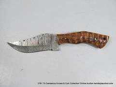 KNIFE 4" BLADE DAMASCUS FINISH - BROWN HANDLE W/ SHEATH