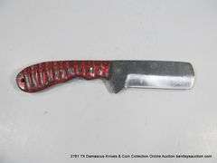 KNIFE 4" BLADE CARBON STEEL FINISH - RED & BLACK HANDLE W/ SHEATH