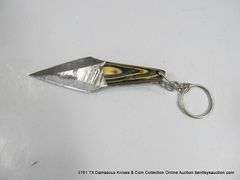 KNIFE 2" DOUBLE SIDED BLADE DAMASCUS FINISH - BLACK & WHITE HANDLE W/ SHEATH