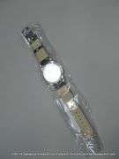 QUARTZ ANALOG MENS WRISTWATCH W/ 3 SUB DIALS - WHITE FACE - BROWN BAND