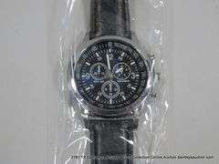 QUARTZ ANALOG MENS WRISTWATCH W/ 3 SUB DIALS - BLACK BAND - DARK BLUE FACE