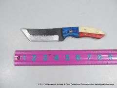 KNIFE 4" BLADE CARBON STEEL FINISH - RED, WHITE & BLUE HANDLE W/ SHEATH