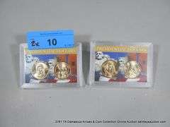 WHITMAN DISPLAYS: PRESIDENTIAL GOLDEN DOLLARS - (2) JAMES MADISON & (2) JOHN ADAMS (4 COINS TOTAL)