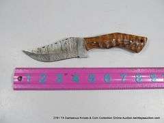 KNIFE 4" BLADE DAMASCUS FINISH - BROWN HANDLE W/ SHEATH