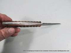 KNIFE 3-1/2" BLADE DAMASCUS FINISH - BROWN HANDLE W/ SHEATH