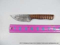 KNIFE 3" BLADE DAMASCUS FINISH - BROWN HANDLE W/ SHEATH
