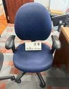 BLUE OFFICE CHAIR - ARM PADDING IS MISSING