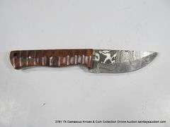 KNIFE 3-1/2" BLADE DAMASCUS FINISH - BROWN HANDLE W/ SHEATH