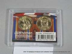 WHITMAN DISPLAY - PRESIDENTIAL GOLDEN DOLLARS - (2) JOHN ADAMS, (2) JAMES MADISON (4 COINS TOTAL)