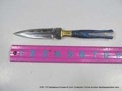 DOUBLE SIDED KNIFE 4" BLADE CARBON FINISH - BLUE HANDLE W/ SHEATH