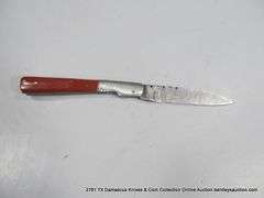 KNIFE 3-1/2" FOLDING BLADE DAMASCUS FINISH - RED HANDLE W/ CASE