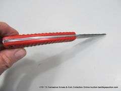 KNIFE 4" BLADE DAMASCUS FINISH - RED HANDLE W/ SHEATH