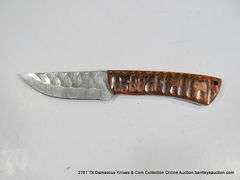 KNIFE 3-1/2" BLADE DAMASCUS FINISH - ORANGE & BLACK HANDLE W/ SHEATH
