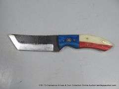 KNIFE 4" BLADE CARBON STEEL FINISH - RED, WHITE & BLUE HANDLE W/ SHEATH