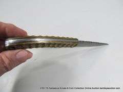 KNIFE 4" BLADE DAMASCUS FINISH - ORANGE, BLACK & NATURAL HANDLE W/ SHEATH