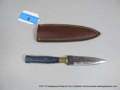 DOUBLE SIDED KNIFE 4" BLADE CARBON FINISH - BLUE HANDLE W/ SHEATH
