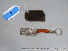 KNIFE 2" DAMASCUS FINISH  - RED HANDLE W/ KEYCHAIN SHEATH