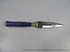 KNIFE 4" DOUBLE SIDED CARBON STEEL FINISH - BLUE HANDLE W/ SHEATH
