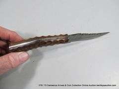 KNIFE 4" BLADE DAMASCUS FINISH - BROWN HANDLE W/ SHEATH