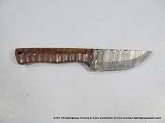 KNIFE 3" BLADE DAMASCUS FINISH - BROWN HANDLE W/ SHEATH