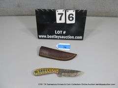KNIFE 4" BLADE DAMASCUS FINISH - RED, GREEN, BLUE, YELLOW & NATURAL HANDLE W/ SHEATH