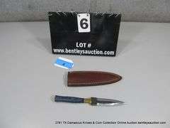 DOUBLE SIDED KNIFE 4" BLADE CARBON FINISH - BLUE HANDLE W/ SHEATH