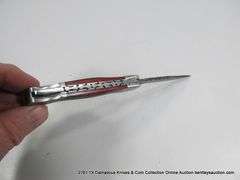 KNIFE 3" FOLDING DAMASCUS FINISH - RED & BLACK HANDLE W/ CASE
