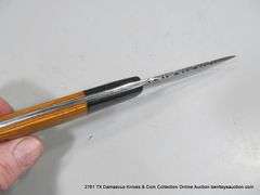 KNIFE 4" BLADE DAMASCUS FINISH - ORANGE & BLACK HANDLE W/ SHEATH