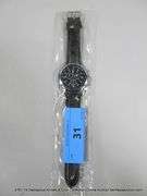 QUARTZ ANALOG MENS WRISTWATCH W/ 3 SUB DIALS - BLACK BAND - DARK BLUE FACE