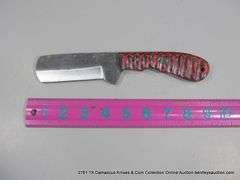 KNIFE 4" BLADE CARBON STEEL FINISH - RED & BLACK HANDLE W/ SHEATH