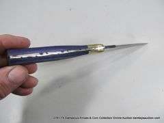 KNIFE 4" DOUBLE SIDED CARBON STEEL FINISH - BLUE HANDLE W/ SHEATH