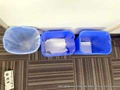 3 - BLUE TRASHCANS