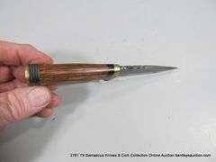 KNIFE 3" BLADE DAMASCUS FINISH - BROWN & BLACK HANDLE W/ CASE