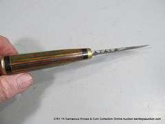 KNIFE 4" BLADE DAMASCUS FINISH - RED, GREEN, BLUE & YELLOW HANDLE W/ SHEATH
