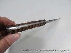 KNIFE 3-1/2" BLADE DAMASCUS FINISH - BROWN HANDLE W/ SHEATH