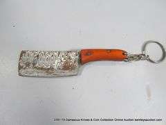KNIFE 2" DAMASCUS FINISH  - RED HANDLE W/ KEYCHAIN SHEATH