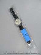 QUARTZ ANALOG MENS WRISTWATCH W/ 3 SUB DIALS - BLACK BAND - WHITE FACE