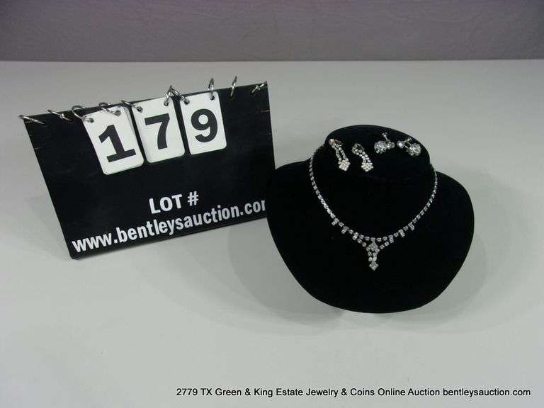 LOT 3: RHINESTONE FASHION JEWELRY - (1) NECKLACE (2) PAIR OF EARRINGS
