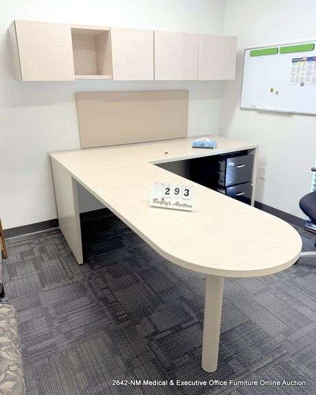 L-SHAPED DESK W/ OVERHEAD CABINET