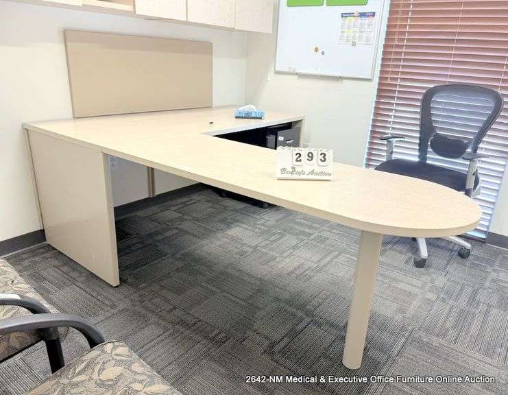 L-SHAPED DESK W/ OVERHEAD CABINET