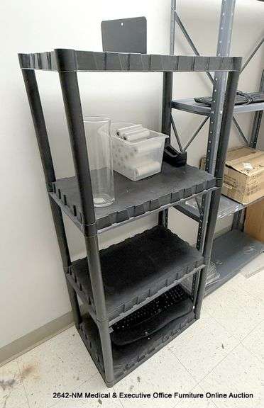 BLACK PLASTIC SHELVING - *(IN CLOSET)*