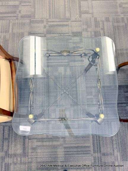 GLASS TOP METAL TABLE