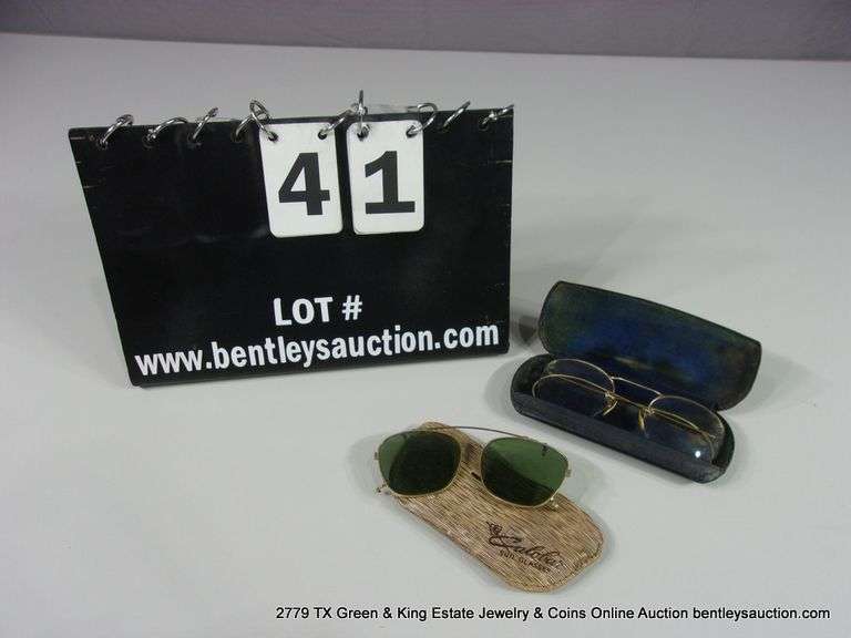 LOT 2: VINTAGE EYEGLASSES & SUNSHADES - (1) AMERICAN OPTICAL, 1/10- 12K GOLD FILLED FRAMED GLASSES,